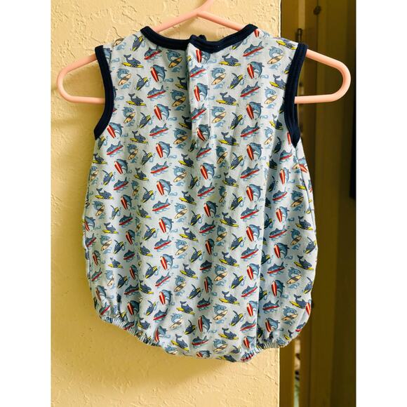 Surfing Shark Print Magnolia Baby Bubble 6 Months EUC - Picture 2 of 4